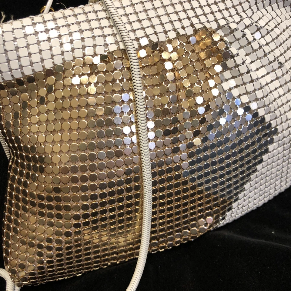 De Colección FORMAL Dorado Plata METAL MALLA Bolso de Mano ART DECO Noche Cóctel Cena Cartera Foto 2 de 4