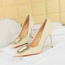 Decolte Scarpe Donna 10.5 cm Beige Strass Eleganti Pelle Sintetica 77002