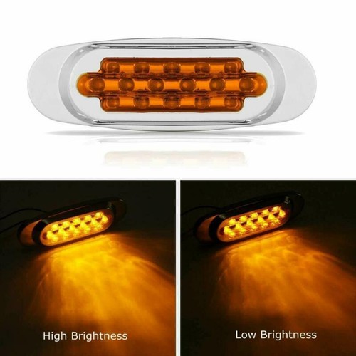 6.5" Clear/Amber 16-LED Trailer RV Side Marker Turn Signal Lights Chrome 12V 24V - Picture 9 of 33