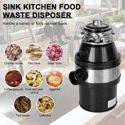 Garbage Disposal 3/4 HP 2800 RPM Under Sink Kitchen Food Waste w/ Plug