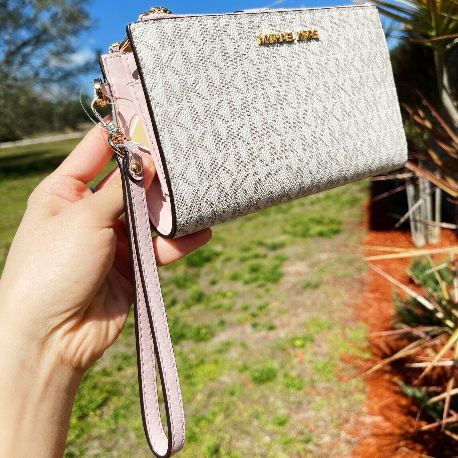 Michael Kors Jet Set Travel Double Zip Wristlet - Vanila Pink for sale  online | eBay