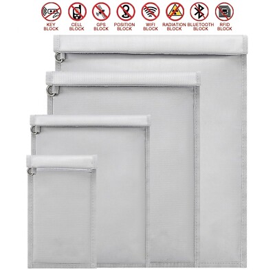 Fireproof Waterproof Faraday Bag RFID Signal Block Pouch Anti-Radiation Case