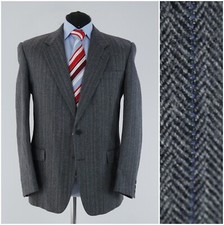 Mens Herringbone Tweed Jacket 42R UK Size ADOLFO TRABALDO Wool Sport Coat Blazer
