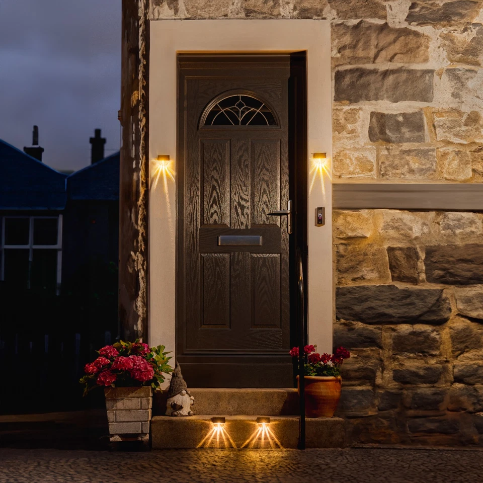 4pc Solar LED Deck Lights Path Garden Patio Pathway Stairs Step Fence Lamp - Image 2 of 4