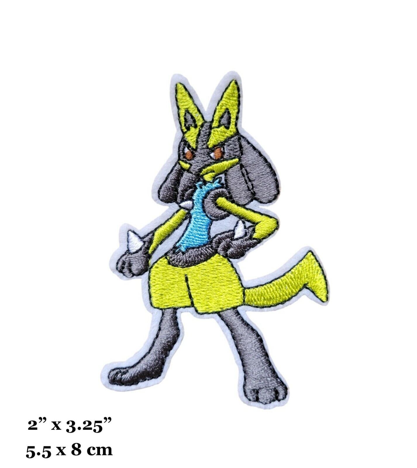 Mega Lucario - Iron on patch - Shiny Metallic Embroidered. Pokemon patch.