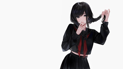 Anime girls anime white background black clothing sailor playmat gaming mat