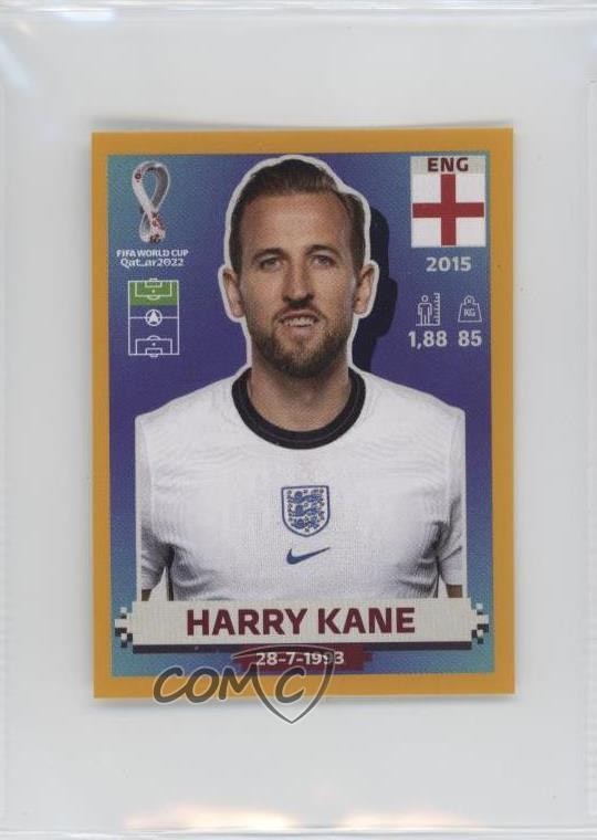 2022 Panini FIFA World Cup Qatar Stickers England Gold Harry Kane #ENG18 0r9h