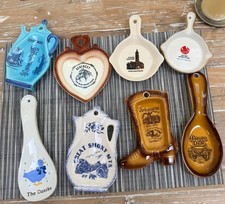 13 vintage 1980&rsquo;s Porcelain spoon rest tray collection state souvenirs