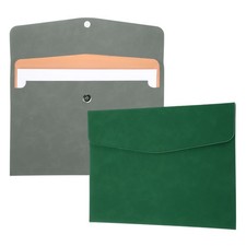 2 szt. teczek na dokumenty ze skóry PU, uchwyt na dokumenty A4 13" x 9", szary / zielony