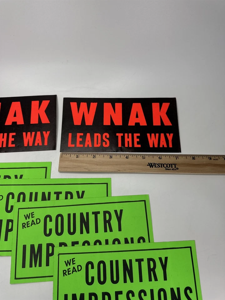 Lote 6 calcomanías adhesivas de colección WNAK Nanticoke estación de radio negro verde recuerdos Foto 3 de 4