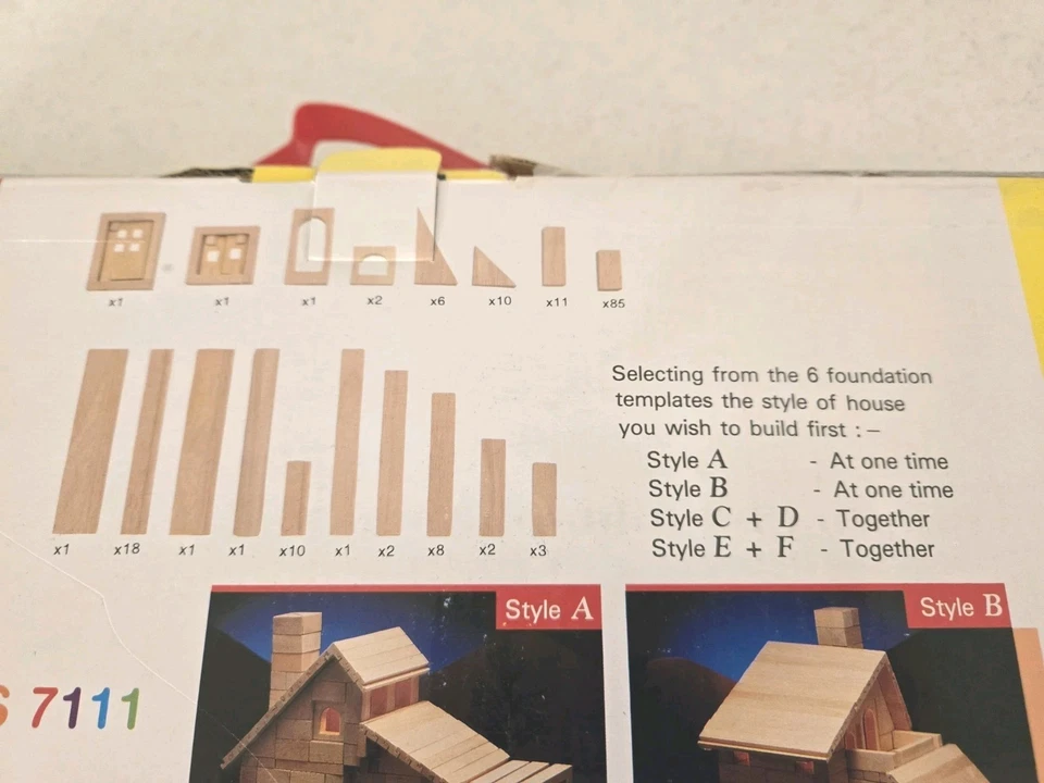 Conjunto de construcción de edificios de bloques de madera Young Builder Series 7111 ventanas para casas Foto 4 de 4