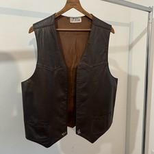 Vintage 60s 70s Genuine Leather Biker Vest Men s Large Chopper Pan Head