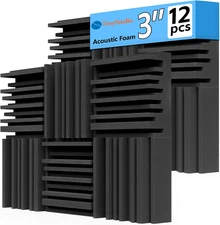 Troystudio Thick Acoustic Foam Panels, 12 X 12 X 3 Inch 12 Pcs Broadband Sound A