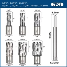HSS Core Drill Bit Annular Cutter 3/4 Inch Weldon Shank Hollow Drill Set Magneti