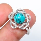 Turquoise & White Cz Gemstone 925 Silver Plated Ring Adst. (R145) — photo 1