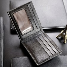 Men's Short Wallet Retro Leather Horizontal Wallet Card Holder Classic Slim Mone