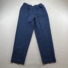 Alfred Dunner Pants Womens 12 Navy Blue Elastic Waist Flat Front Straight Leg