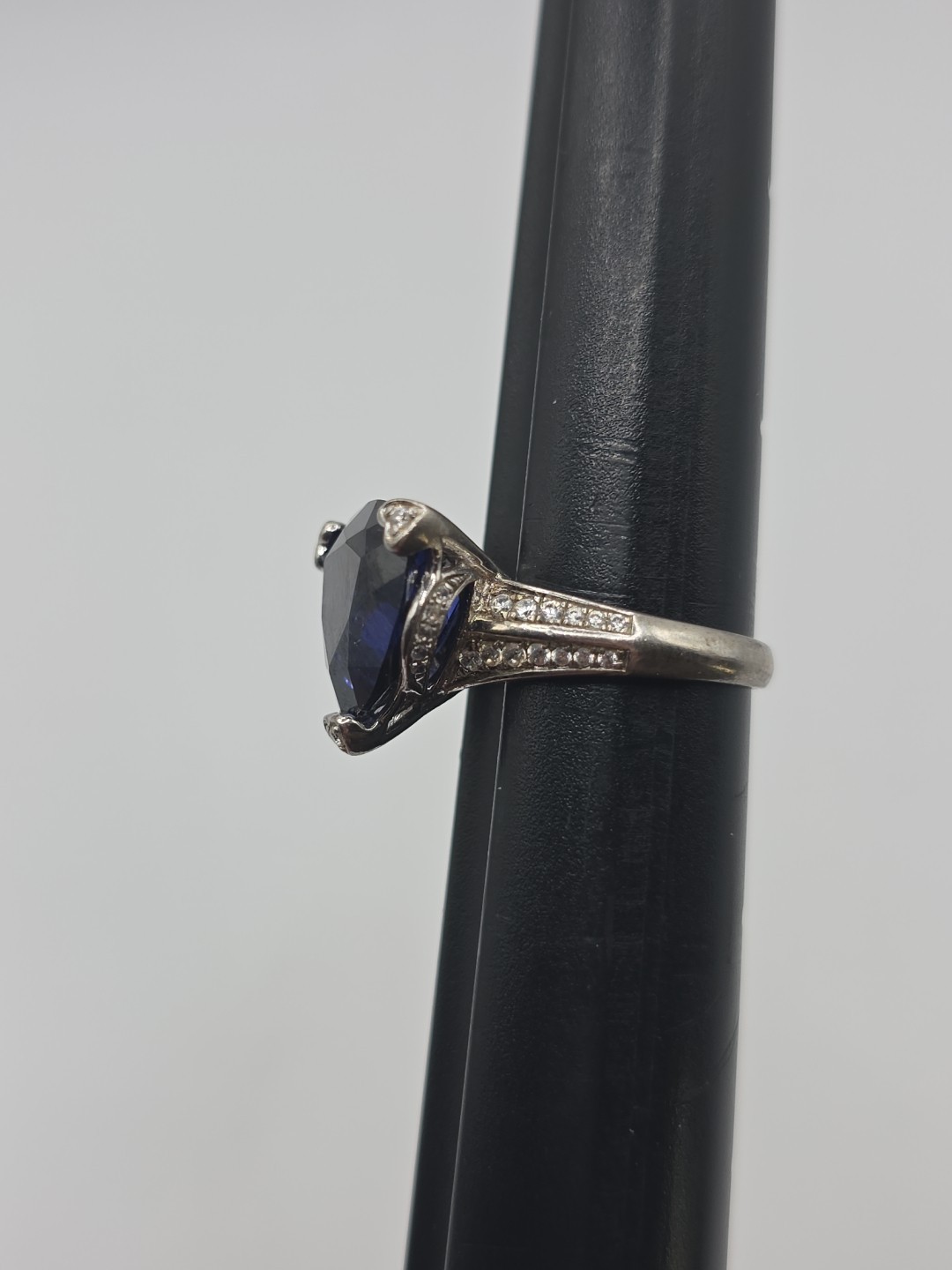 Sterling Silver 925 Large Triangular Blue CZ Ring… - image 7