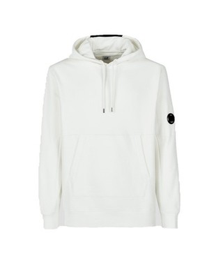 C.P. Company Diagonal Raised Fleece Pullover Hoodie Gauze White