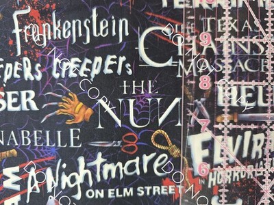 Custom 100% Cotton Woven Fabric Horror Movie Titles By The 1/4 Yard 9x56