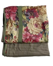Set of 2 Ralph Lauren Chaps Rosemont King Pillow Shams Floral Green Trim Cottage
