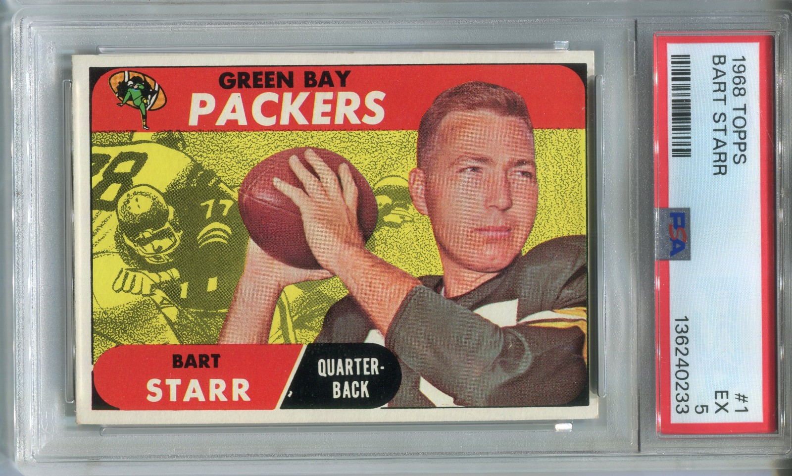 1968 Topps #1 Bart Starr PSA 5 EX Green Bay Packers