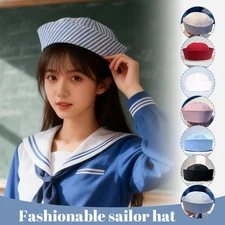 Stripe Cosplay Sailor Hat Versatile Breathable Comfortable Stage Performance Cap