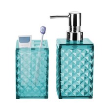Bathroom Accessories Set 2 PCS, Teal Blue Bathroom Accessories Include Soap D...