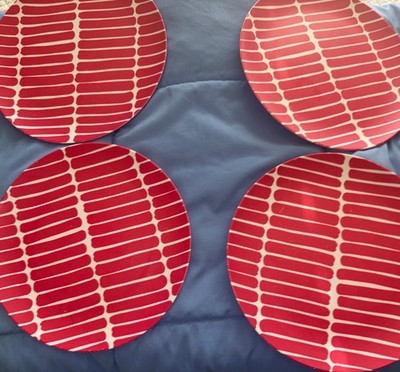 MARIMEKKO x Target Dark Pink White Modern Melamine Dinner Plate Set Of 4