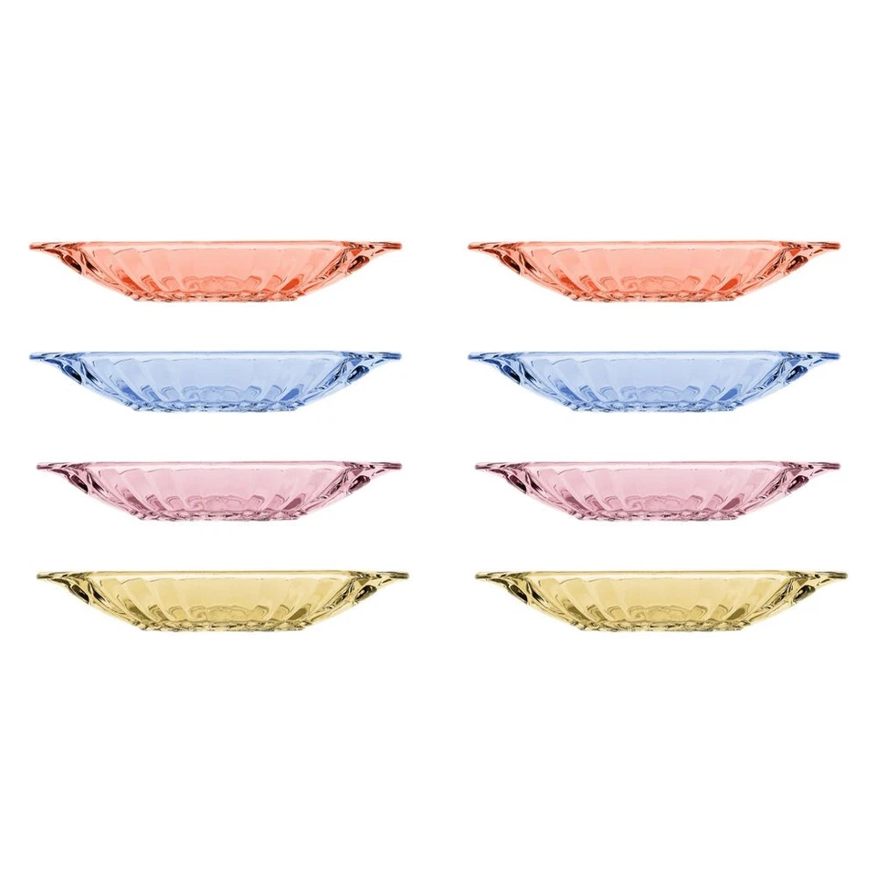 2x 4pc Porto Soda Lime Glass Banana Split Dishes 150ml Citron, Ruby, Sky, Rose