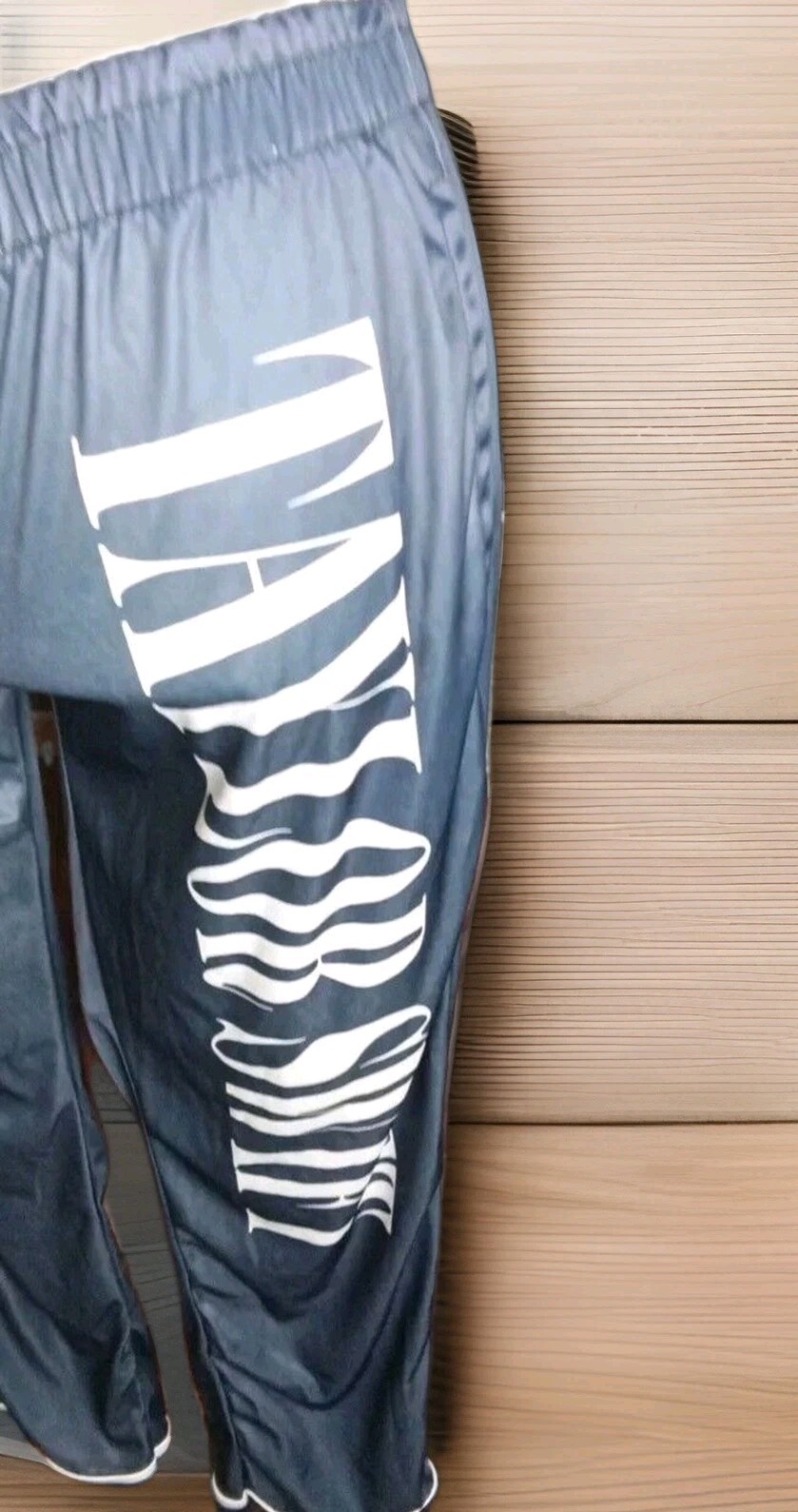 Pj Bottoms Size M Silky Blue Talyor S. Logo Elastic Waist Pockets 