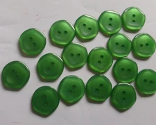 LOT 17 GREEN 7/8th in octagon style 5sides 2-hole raised edge flat BUTTONS, NEW