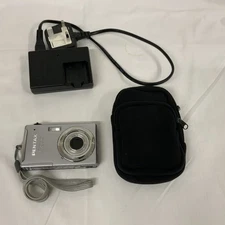 Pentax Optio V10 8.0MP Compact Digital Camera Silver Tested With Case & charger