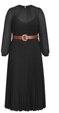 City Chic Small Dress Love Pleat Elbow Sleeve Plus Size 16 Black