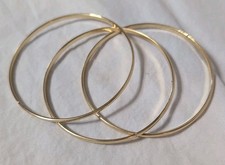 Set of 3 Gold Tone Bangle Bracelets 2.75" Diameter Classic Stackable Set