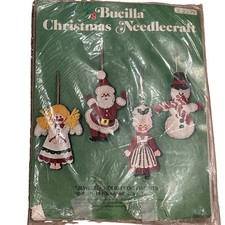 Vtg Bucilla Needlecraft Felt Jeweled Christmas Foursome Kit 2339 READ