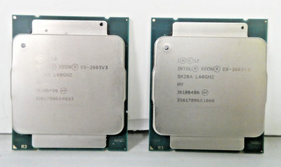 Lot of 2 Intel Xeon E5-2603V3 1.6GHz 6 Core 15GB 6.4GT/s 85W Processor SR20A