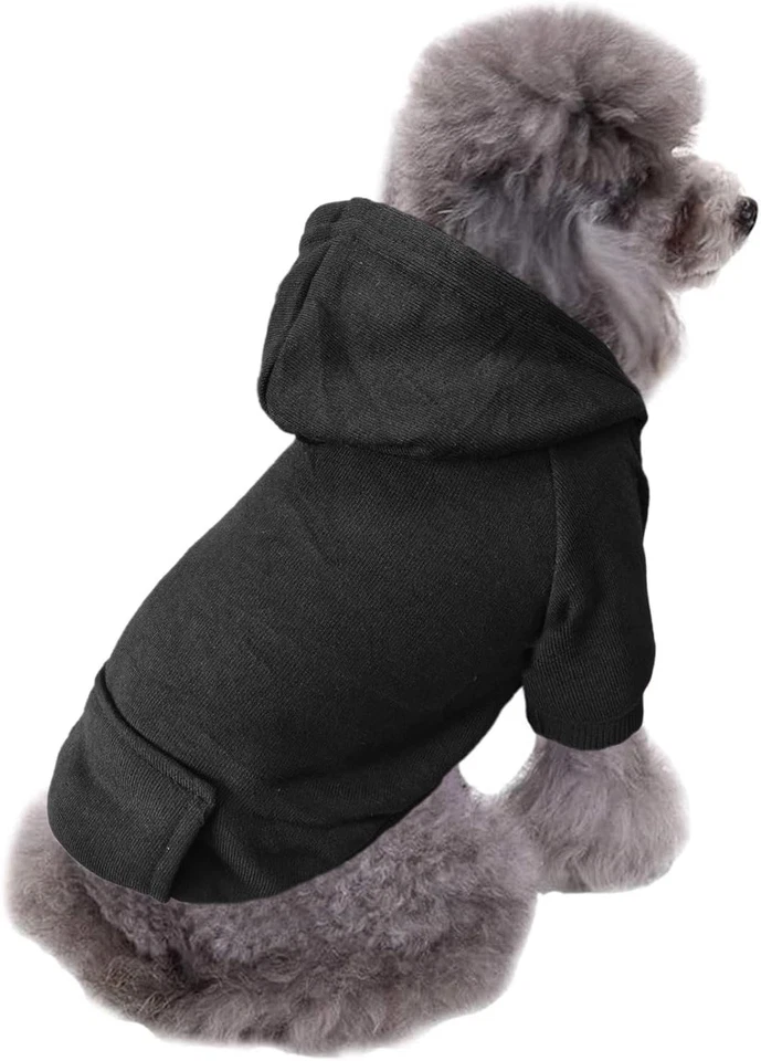 Moletom com capuz preto clássico para cachorros com bolsos - Ideal para chihuahua e animais de estimação pequenos - Imagem 4 de 4