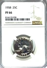 1958 25c Washington Proof Silver Quarter Dollar NGC PF66