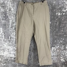 Lands End Petite Size 14P Chino Casual Straight Leg Khaki Pants Tan Women