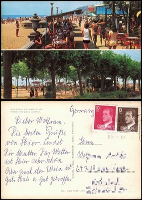 Postales .Spanien CALELLA DE MAR Detalles del paseo maritimo 1980