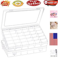 Clear Adjustable Storage Organizer Boxes   2-Pack with 36 Compartments