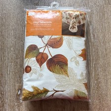 Fall Themed Autumn Leaves Vinyl Tablecloth No PVC 60x102 Thanksgiving Autumn