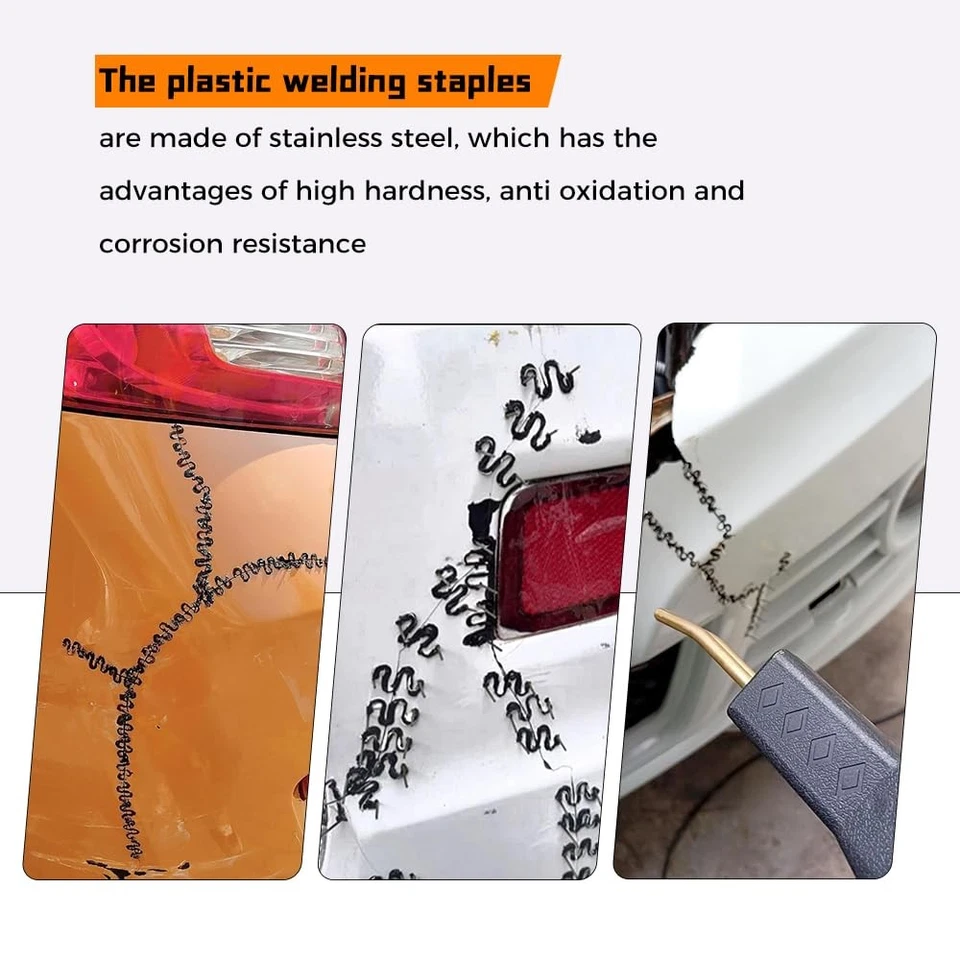 1000 piezas varillas de soldadura grapas calientes plástico reparación coche parachoques forma onda 0,8 mm 0,6 mm Foto 3 de 4