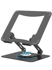 Black Ergonomic Metal Laptop Riser Stand With 360 Rotating Base 1015.6 Inch