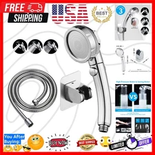 Drill-Free High Pressure Handheld Shower Head with ON/OFF Pause Switch 3 Spra...