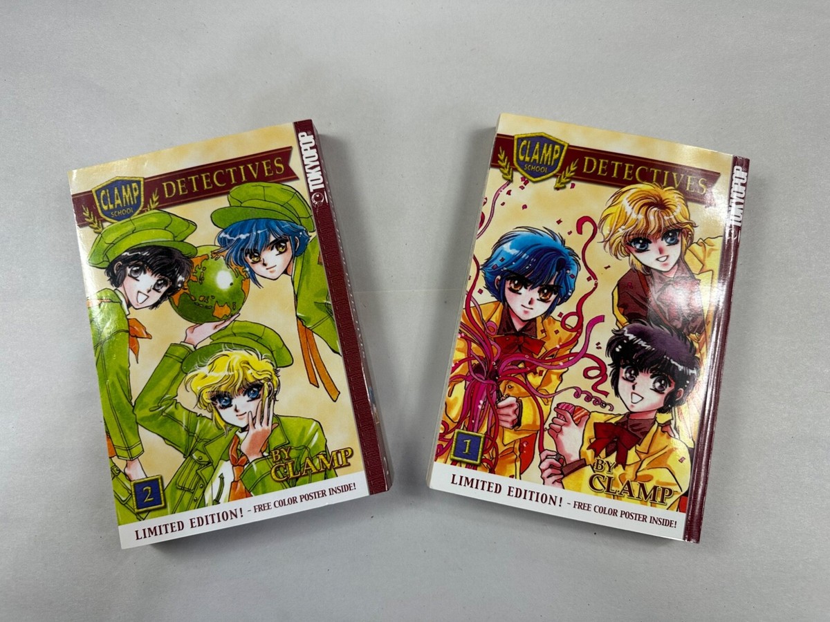 CLAMP SCHOOL DETECTIVES Vol 1-2 Manga Limited Editions w Posters