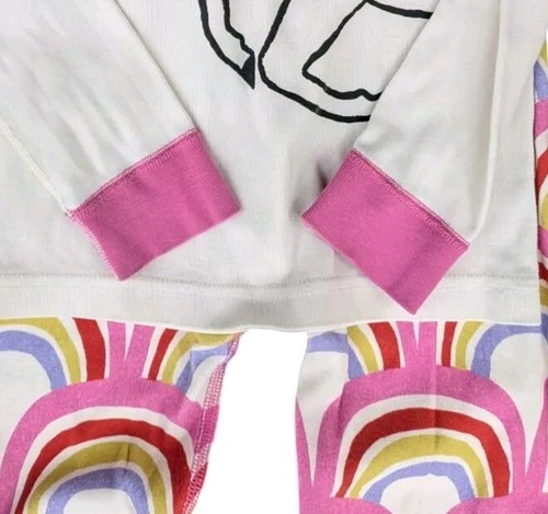 HANNA ANDERSSON Pink & White Unicorn Rainbow Organic Cotton Pajamas US 8-130 - Picture 4 of 6