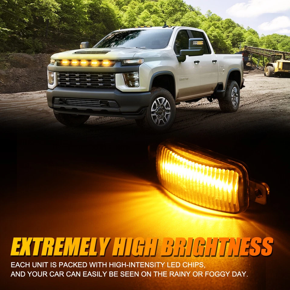 5x LED Ámbar Rejilla Luz de Funcionamiento Universal Camión SUV para Ford F150 Estilo Raptor Foto 4 de 4