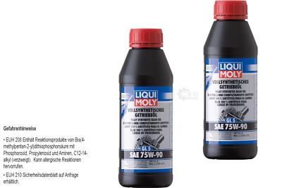 2x Liqui Moly Vollsynthetisches Getriebeöl (GL5) SAE 75W-90 Gear Oil 500 ml